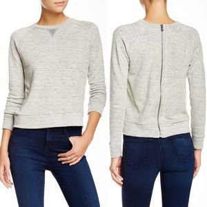 J Brand Debbie Back Zip Sweatshirt Lt Grey Size M